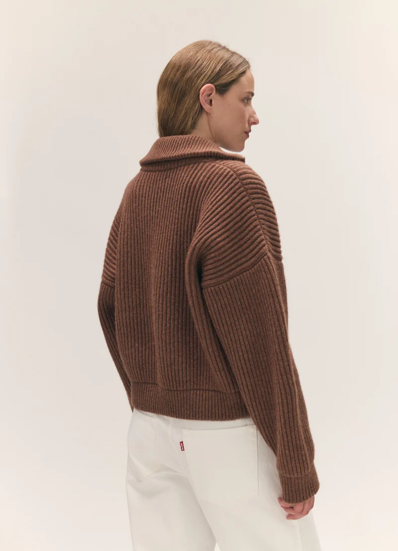Rowan Rib Half Zip in Hazelnut