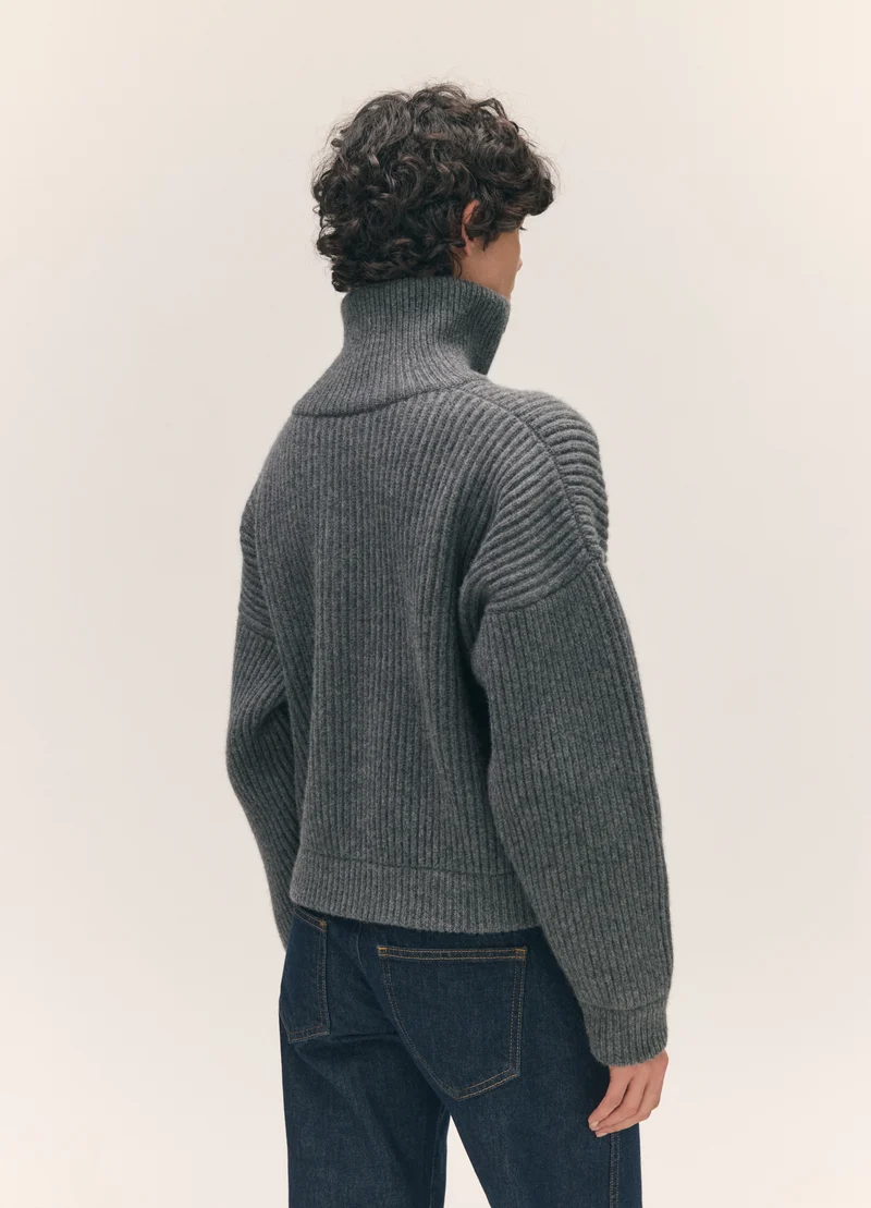 Rowan Rib Half Zip in Derby Grey