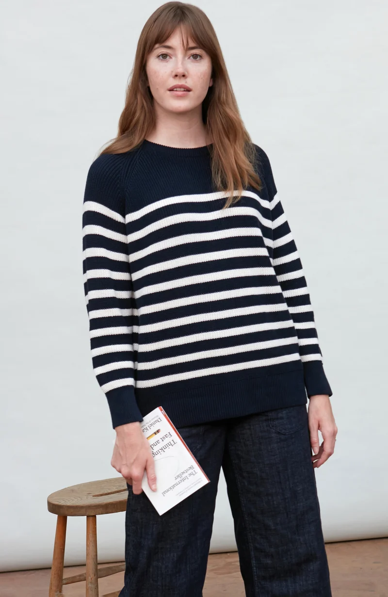 Gerippter bretonischer Damenpullover aus 100 % Baumwolle