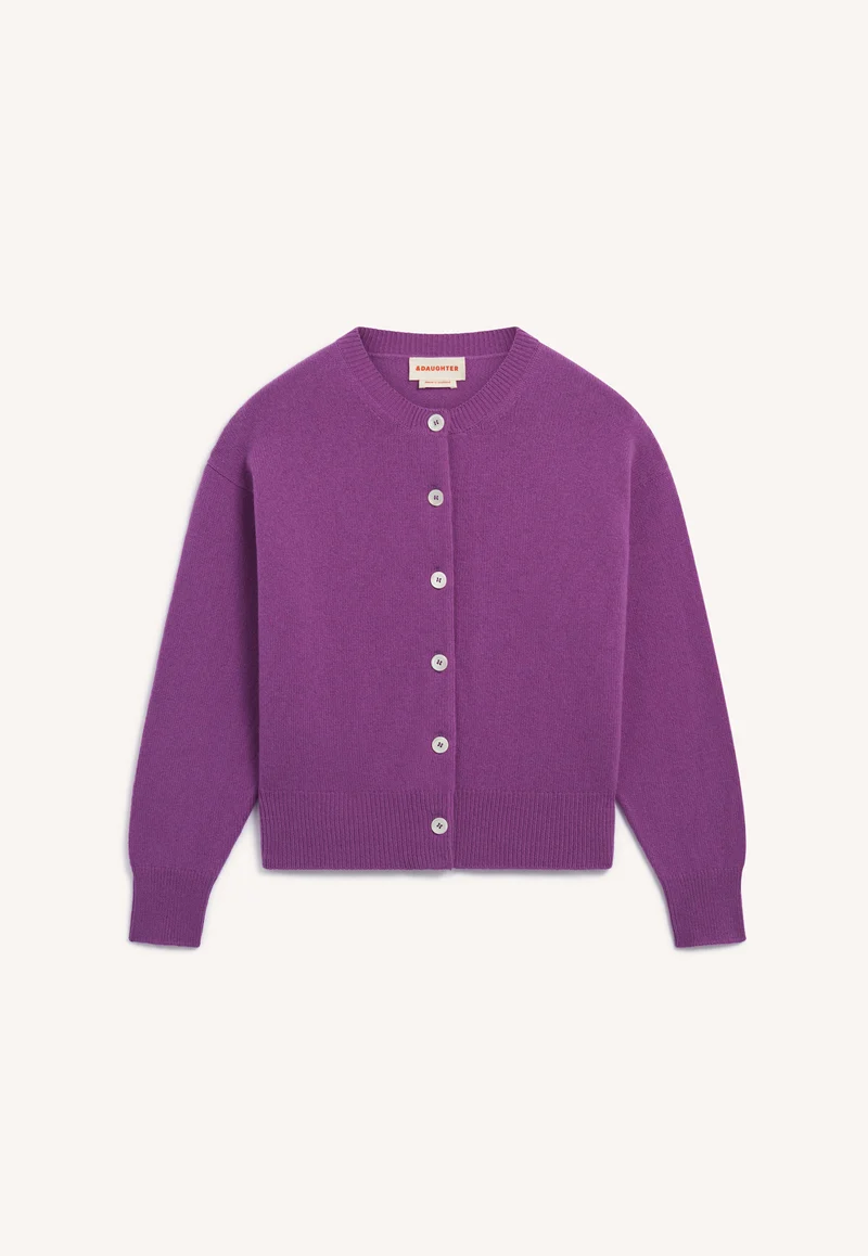 Ada Crewneck Cardigan in Vivid Purple
