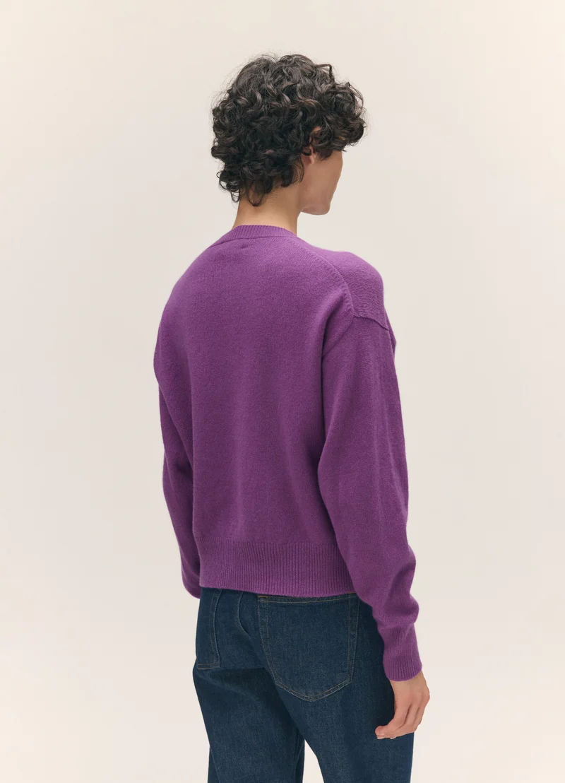 Ada Crewneck Cardigan in Vivid Purple