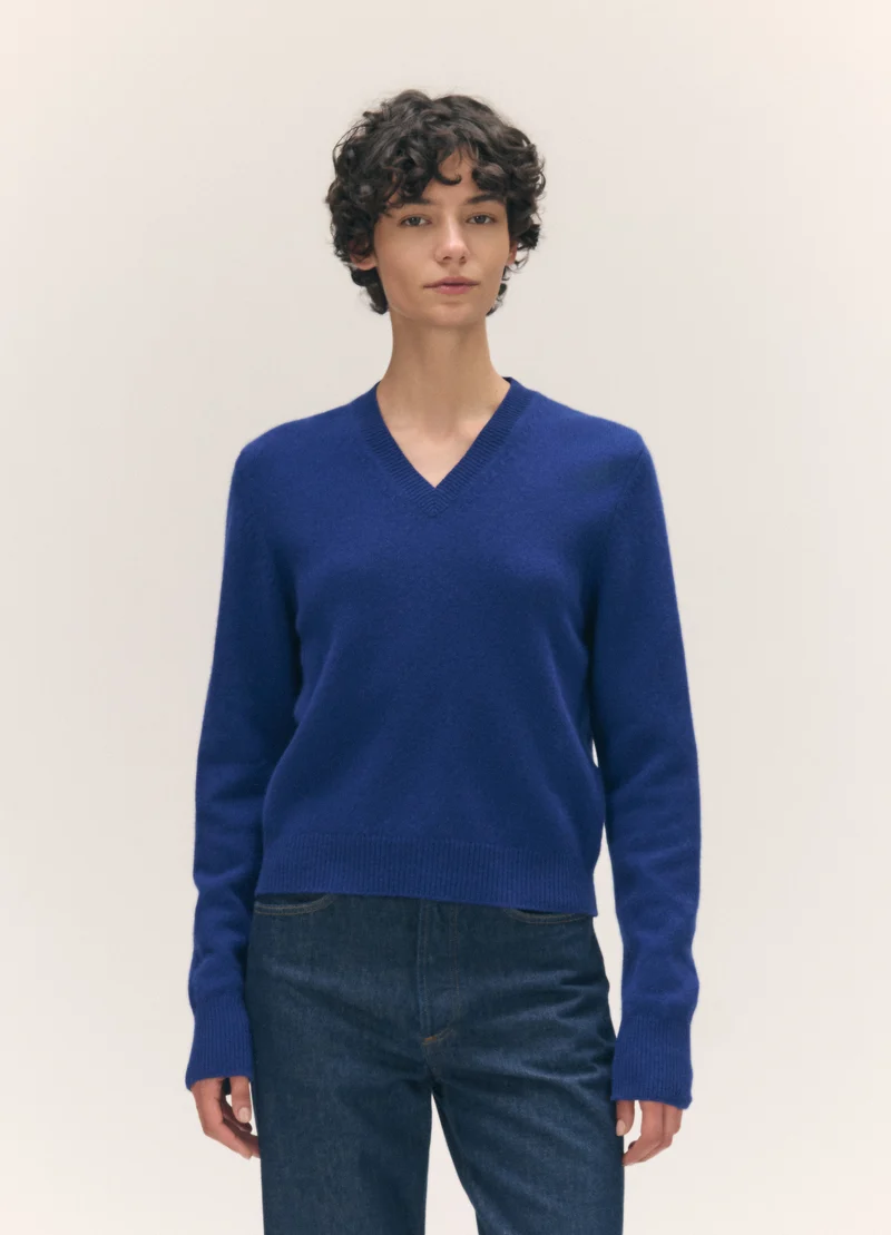 Sligo V-Neck in Smalt Blue