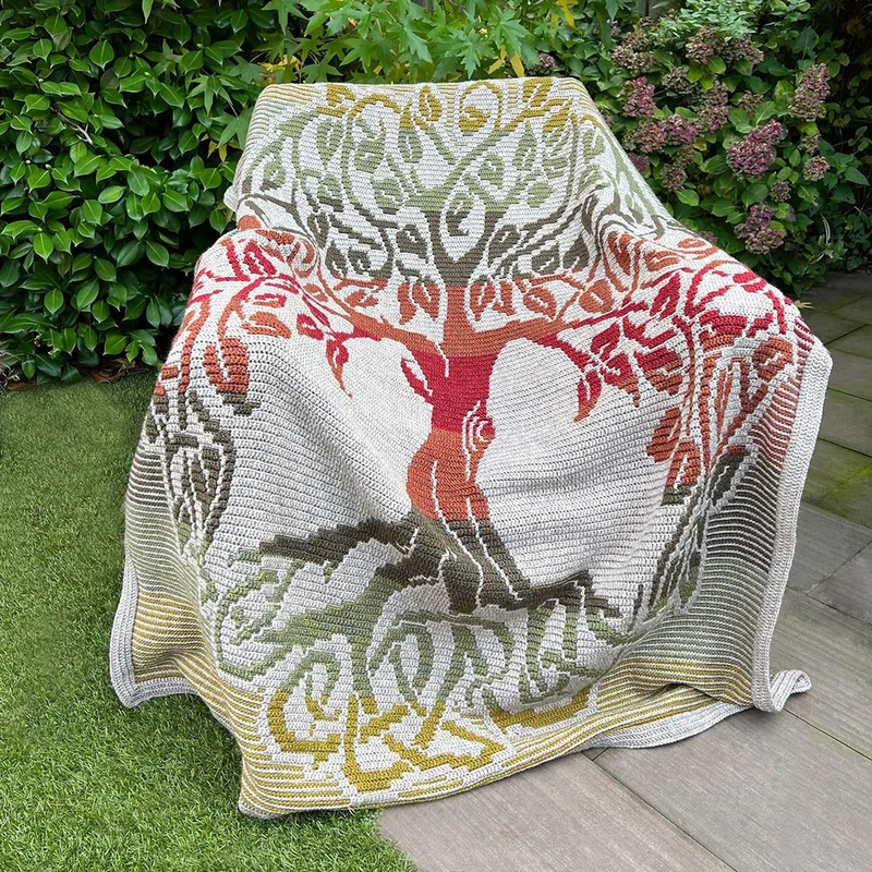 „Tree of Life“-Decke, Highland Heathers DK, Häkelpaket – CrazyCrochetCatlady