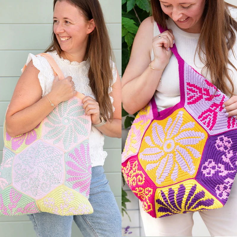 Häkelpaket für die rechteckige Tasche „Flowery Fair“ – CrazyCrochetCatlady