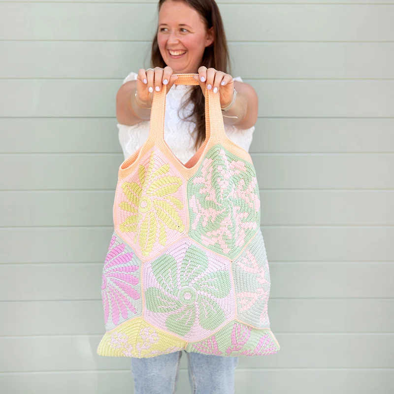 Häkelpaket für die rechteckige Tasche „Flowery Fair“ – CrazyCrochetCatlady