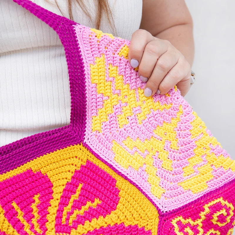 Häkelpaket für die rechteckige Tasche „Flowery Fair“ – CrazyCrochetCatlady