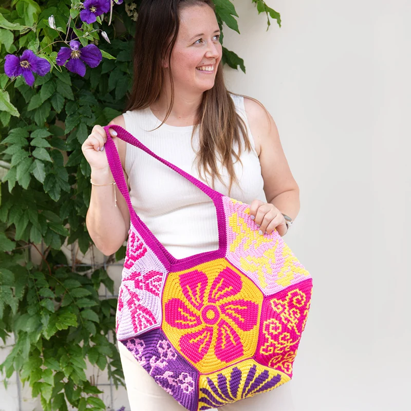 Häkelpaket für die rechteckige Tasche „Flowery Fair“ – CrazyCrochetCatlady