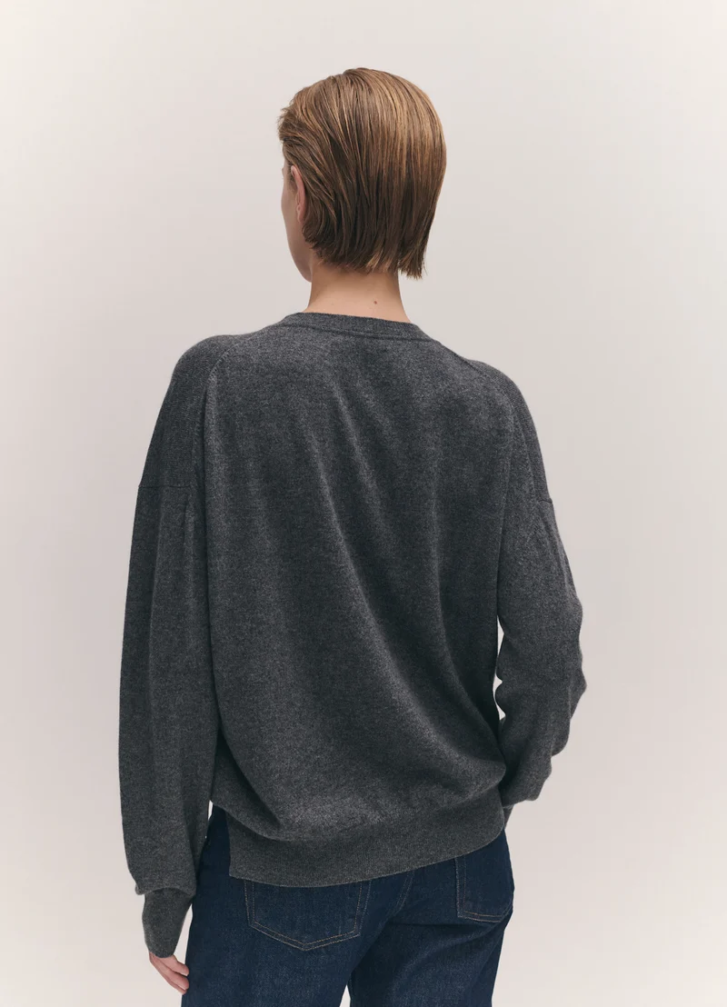 Tahra Cashmere V-Neck in Derby Grey