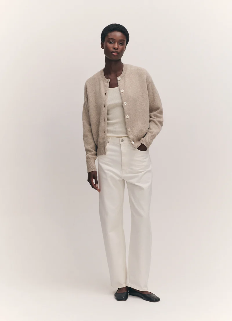 Ada Crewneck Cardigan in Oat
