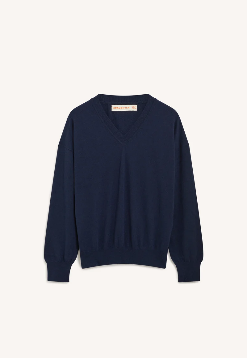 Tahra Cashmere V-Neck in Navy