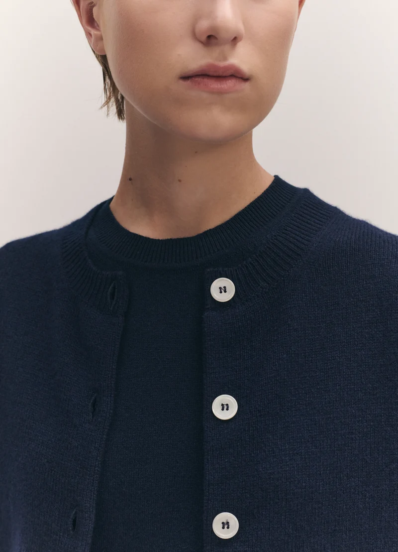 Ada Crewneck Cardigan in Navy