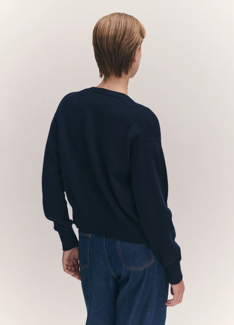 Ada Crewneck Cardigan in Navy