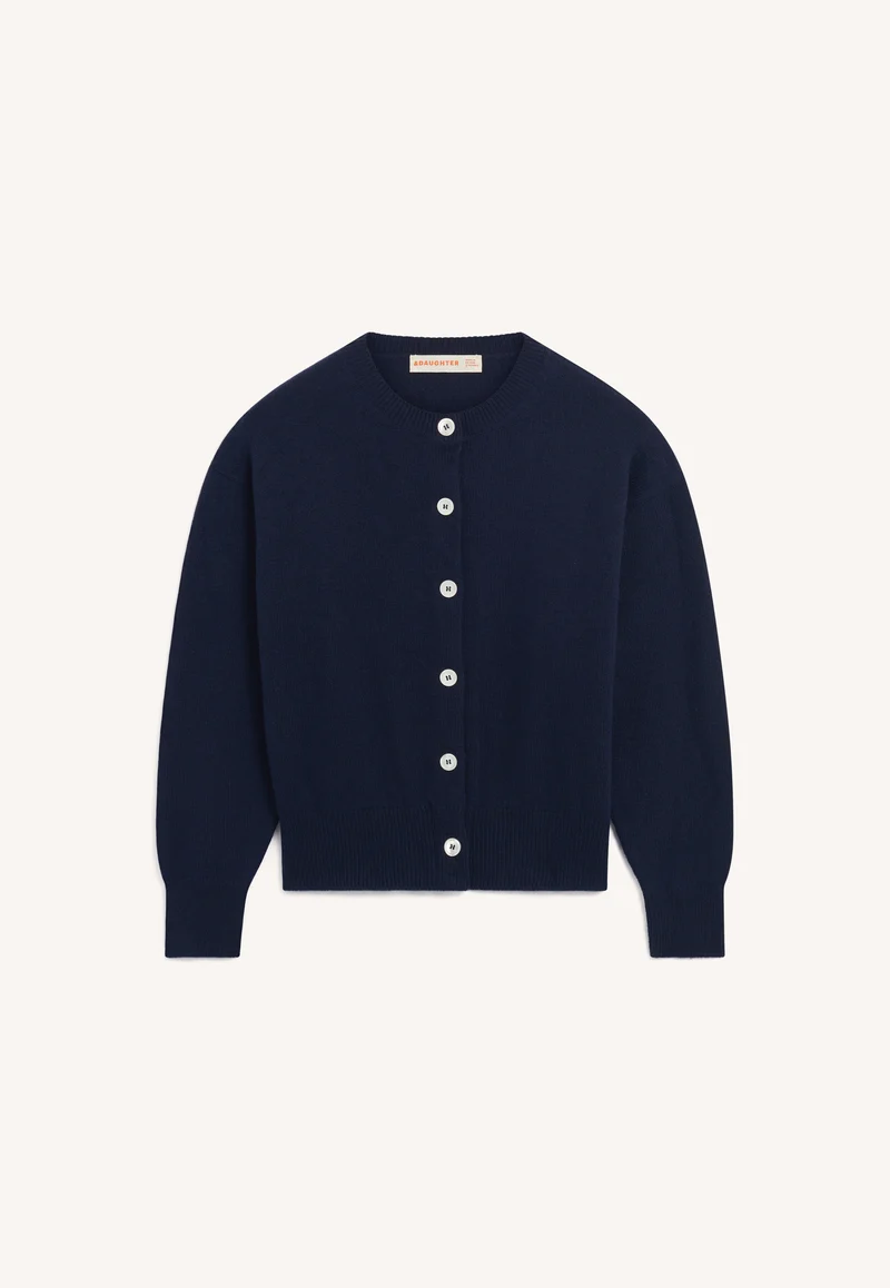 Ada Crewneck Cardigan in Navy