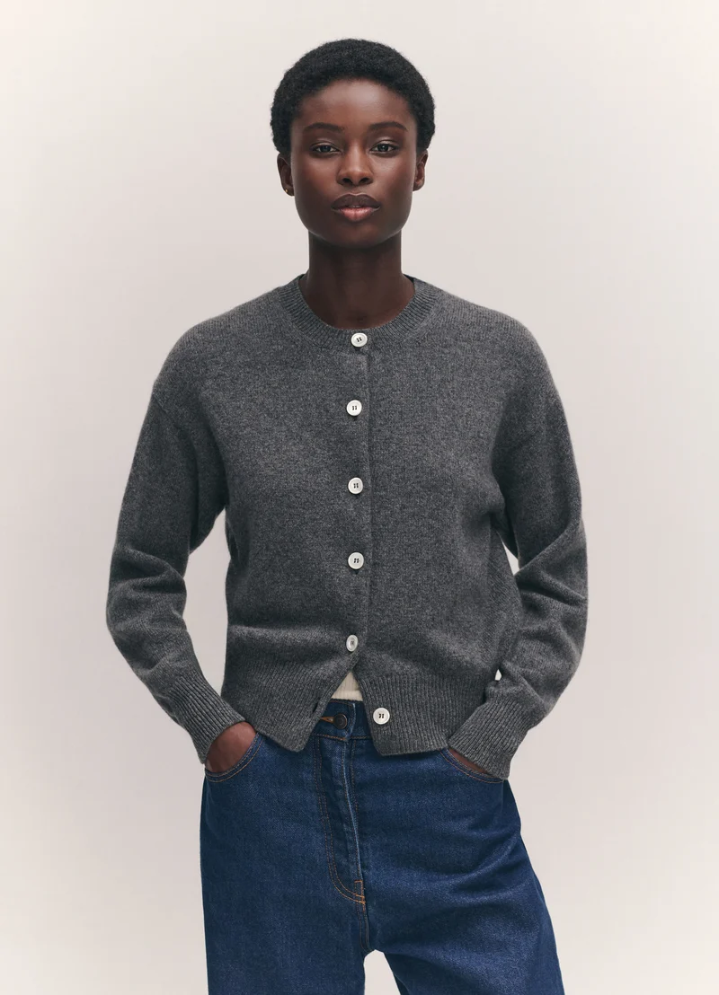 Ada Crewneck Cardigan in Derby Grey