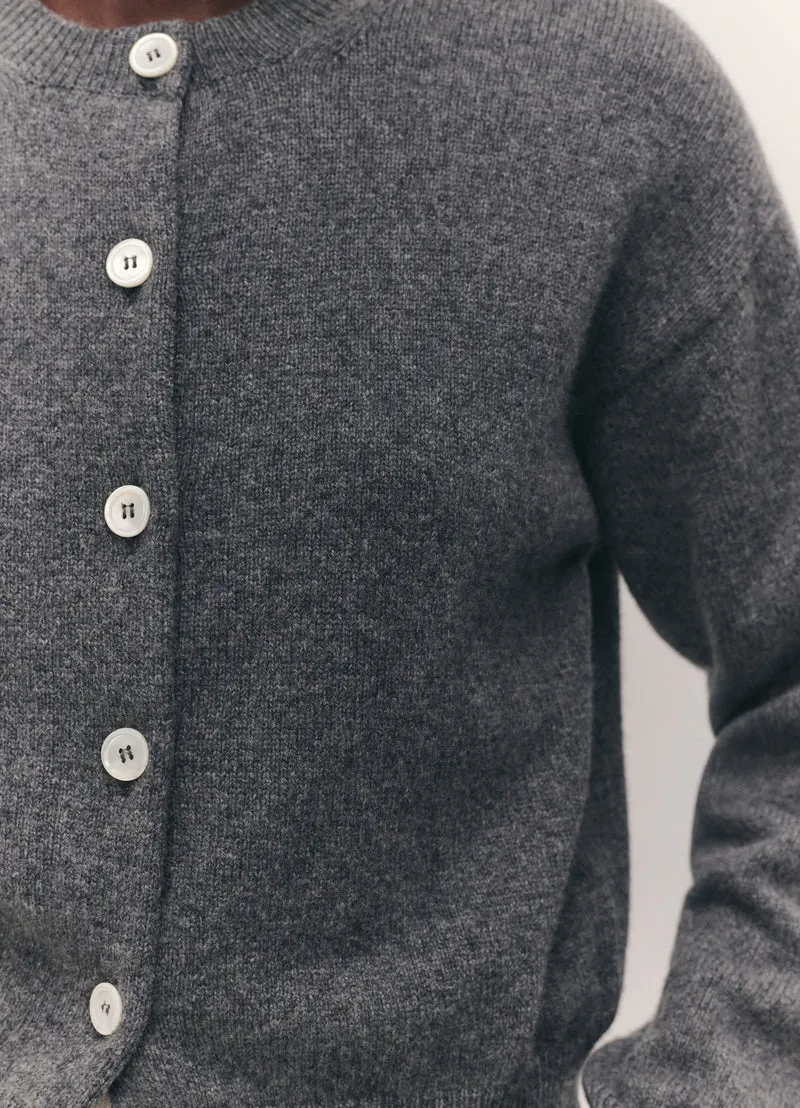 Ada Crewneck Cardigan in Derby Grey