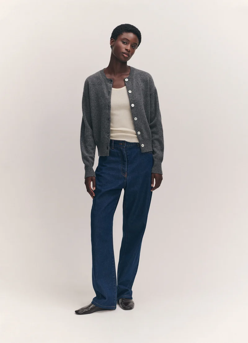 Ada Crewneck Cardigan in Derby Grey