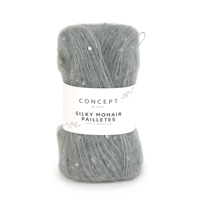 Katia Silky Mohair Paillettes 201 Grau