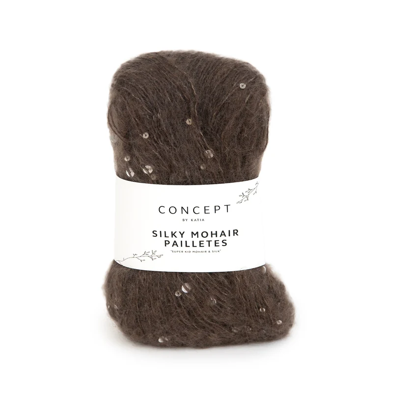Katia Silky Mohair Paillettes 207 Schokoladenbraun