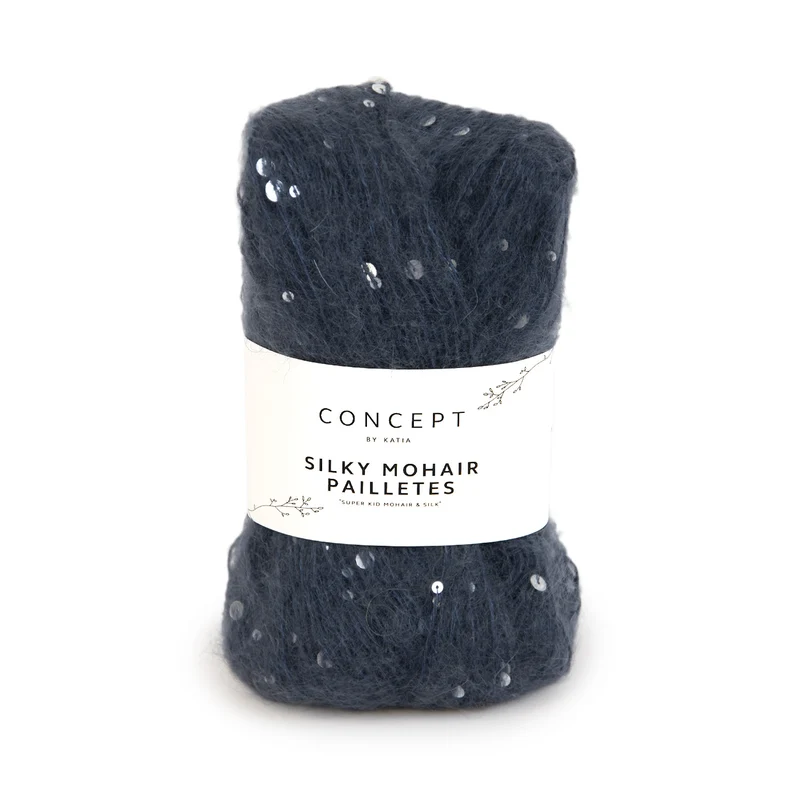 Katia Silky Mohair Paillettes 205 Dunkeljeans