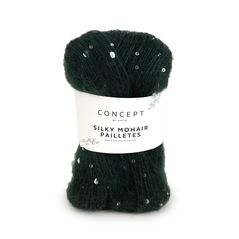 Katia Silky Mohair Paillettes 204 Flaschengrün