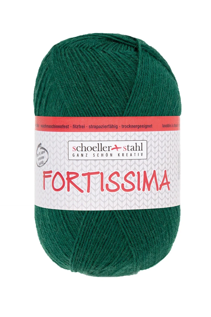 Fortissima 4-fach Uni-Sockenwolle 100g | Farbe 2092 - DUNKELGRUEN
