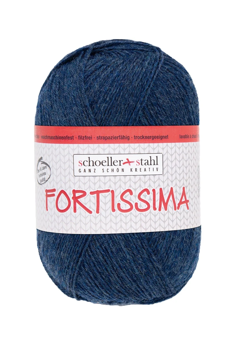 Fortissima 4-fach Uni-Sockenwolle 100g | Farbe 2039 - MARINE-MELIERT
