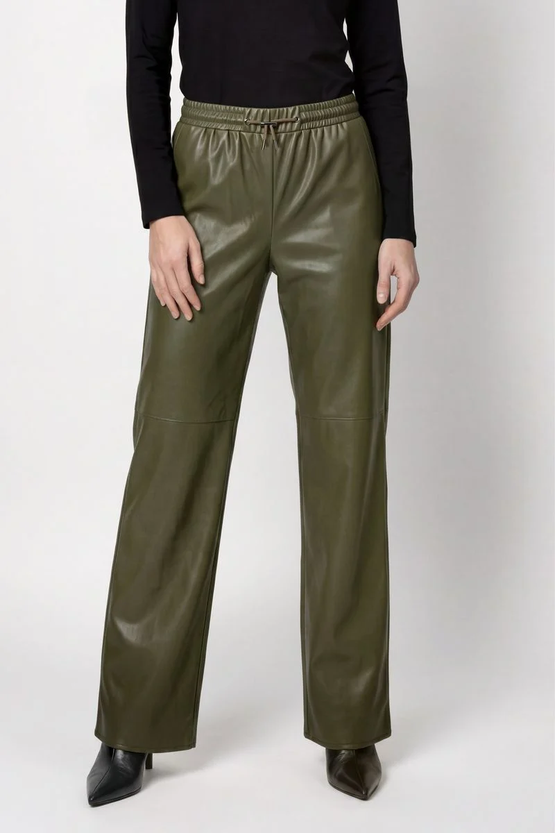 Wide Leg Hose mit Lederoptik