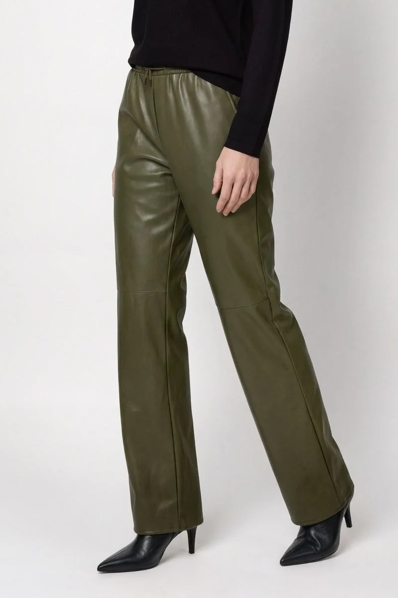 Wide Leg Hose mit Lederoptik