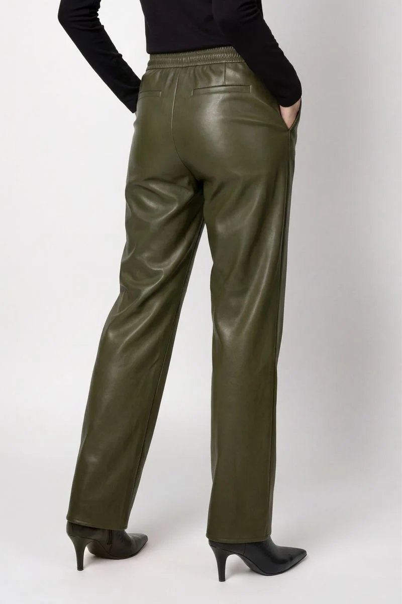 Wide Leg Hose mit Lederoptik
