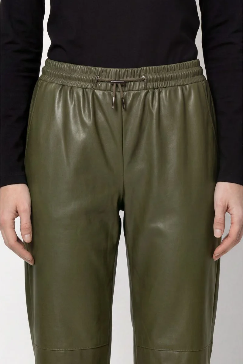 Wide Leg Hose mit Lederoptik