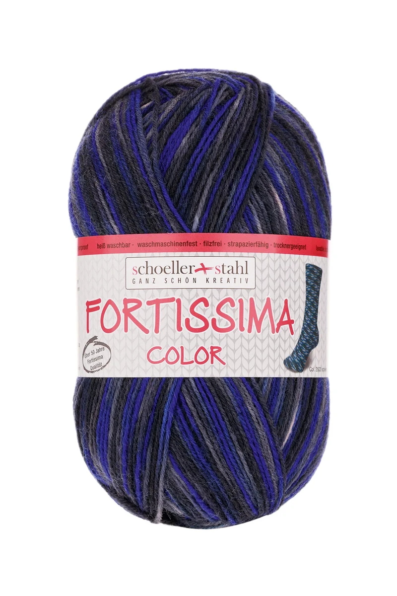 Fortissima bunte 4-fach Sockenwolle | Farbe 2503 - SCHIEFER