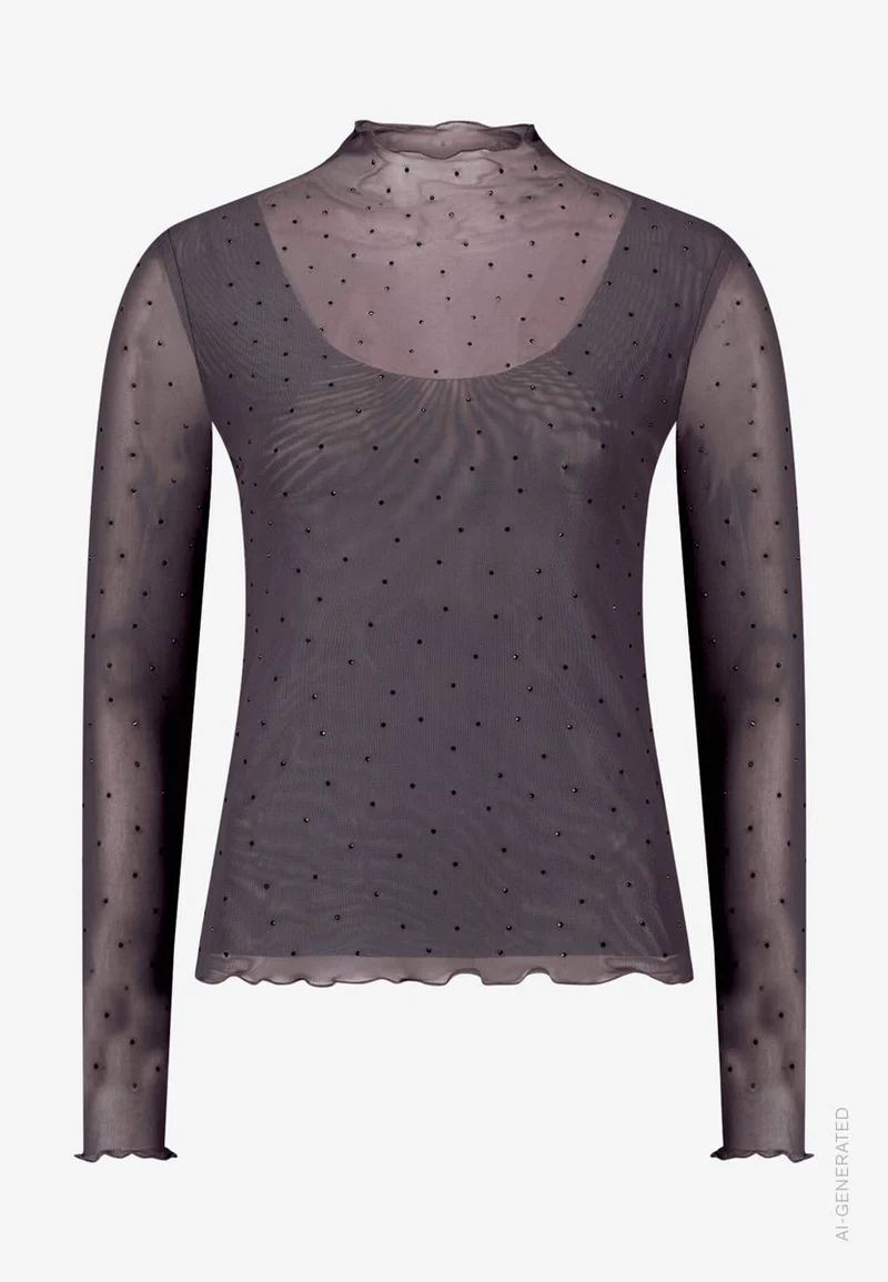 Damen Mesh-Shirt mit Glitzersteinen