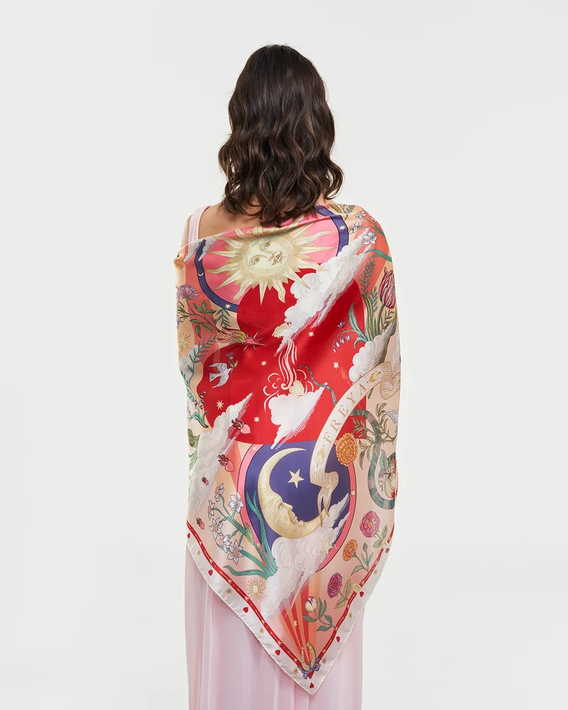 Freya Narrative Square Scarf in Pink