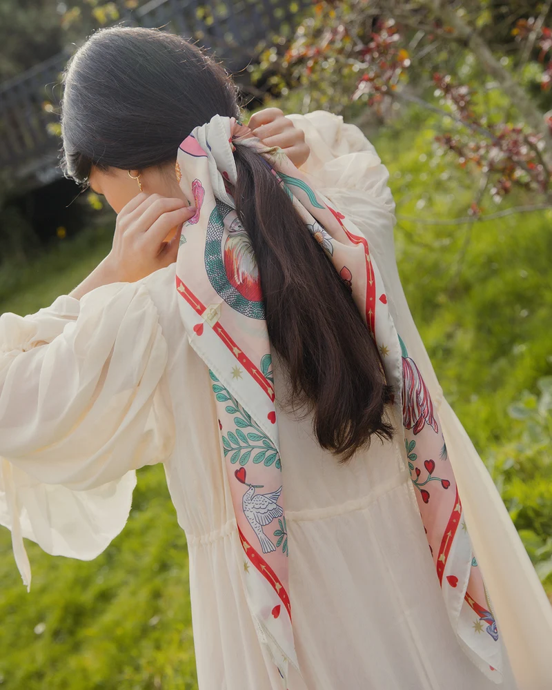 Freya Narrative Square Scarf in Pink