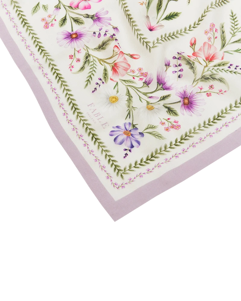 Forget Me Not Narrative Square Scarf in Cream