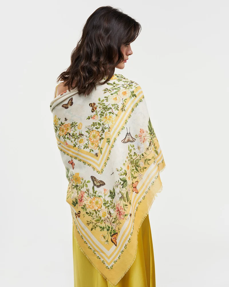 Cybele Narrative Square Scarf in Yellow