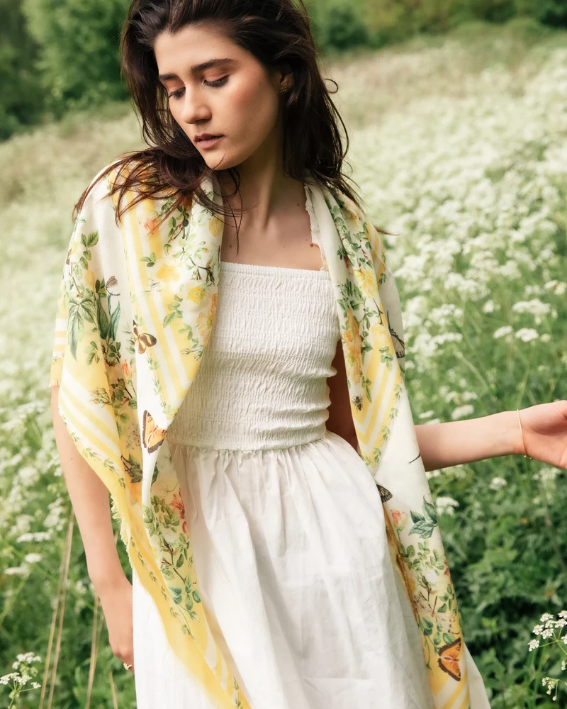 Cybele Narrative Square Scarf in Yellow