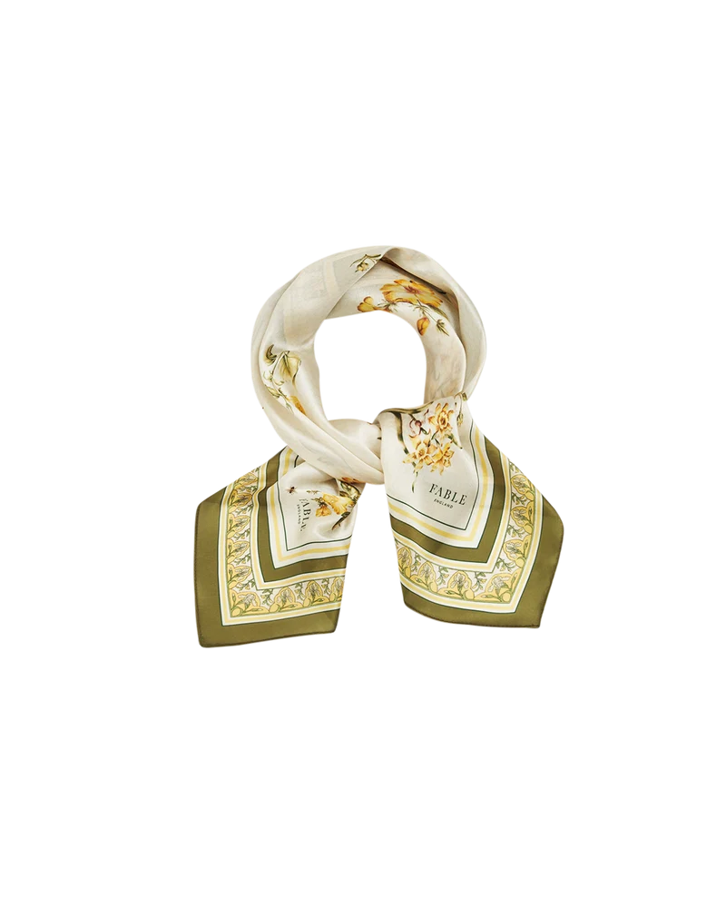 Nouveau Floral Square Scarf in Yellow