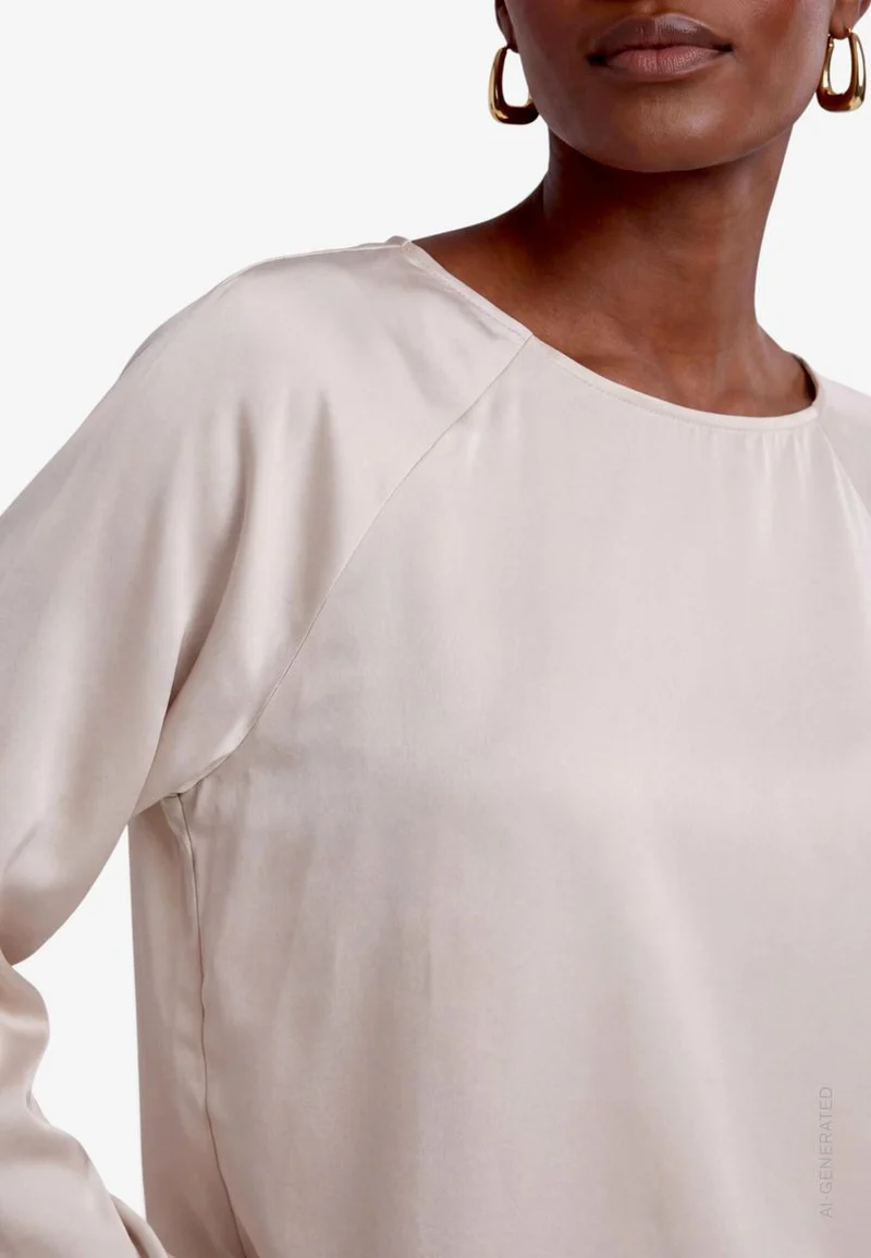 Damen Satin-Bluse mit Spitze
