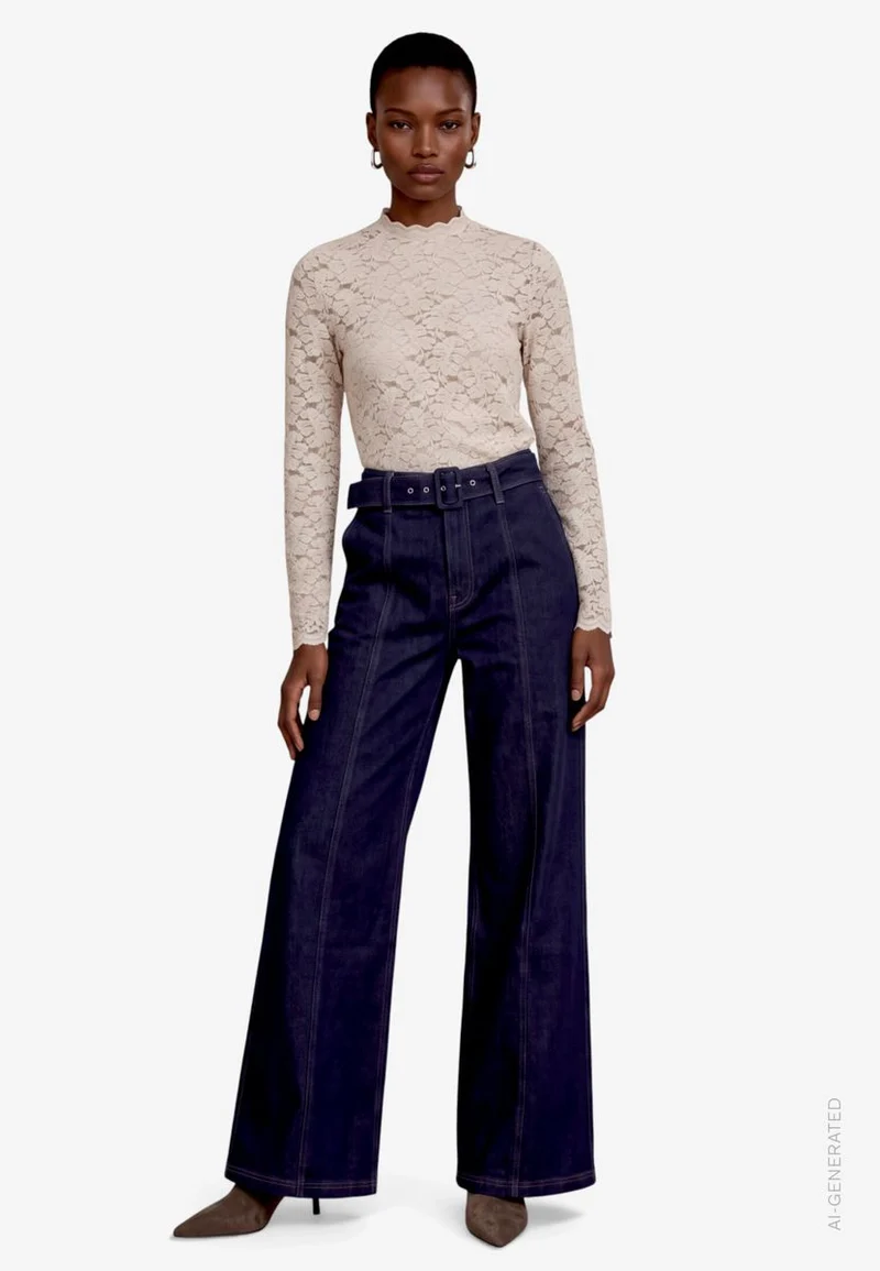 High-Waist Jeans Damen mit Gürtel