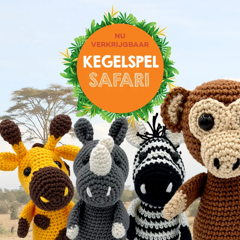 Safari-Kegelspiel – YarnZoo – Häkelpaket „Durable Coral“