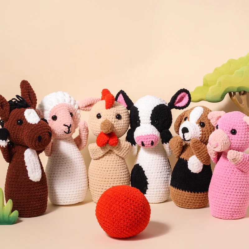 Bauernhof-Kegelspiel – YarnZoo – Scheepjes Little Darling Häkelpaket