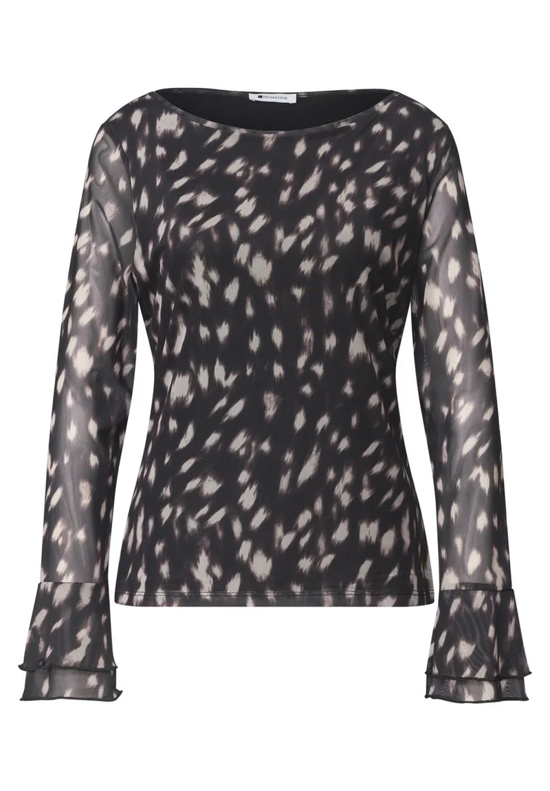 Shirt aus Mesh mit langen Volant-Ärmeln