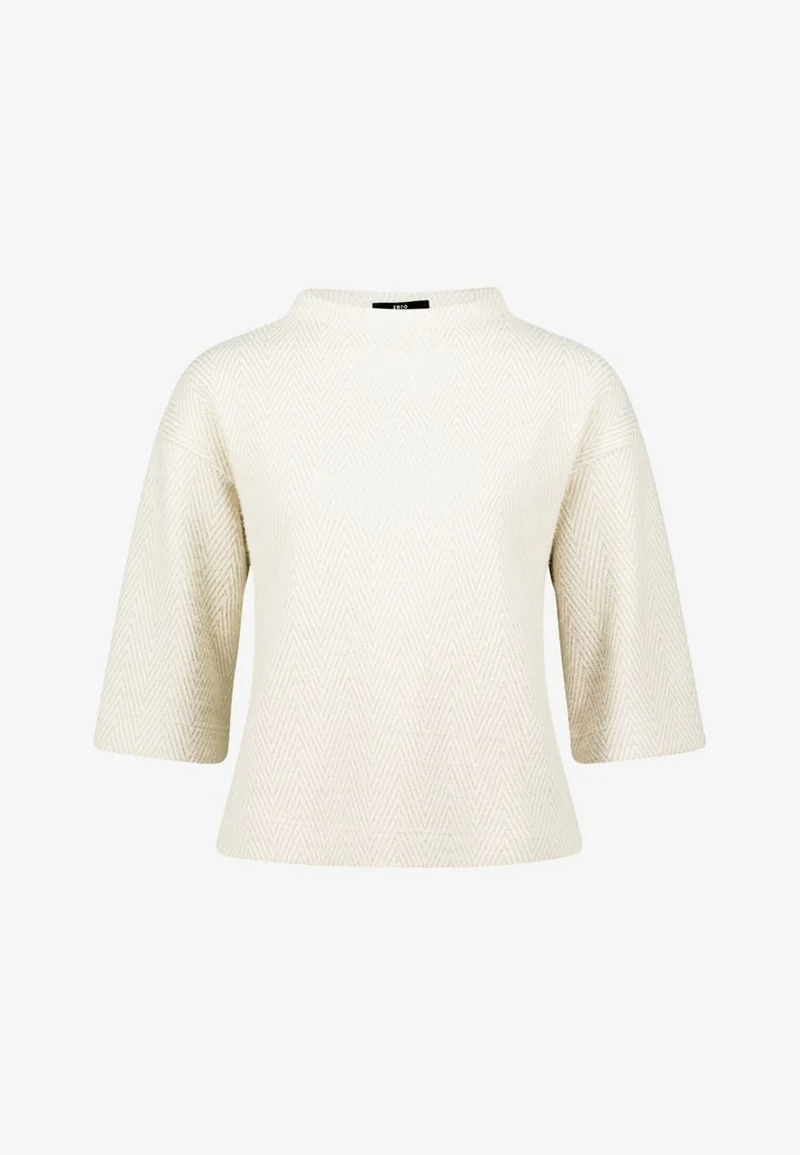 Damen Sweatshirt 3/4 Arm mit Fischgrätmuster