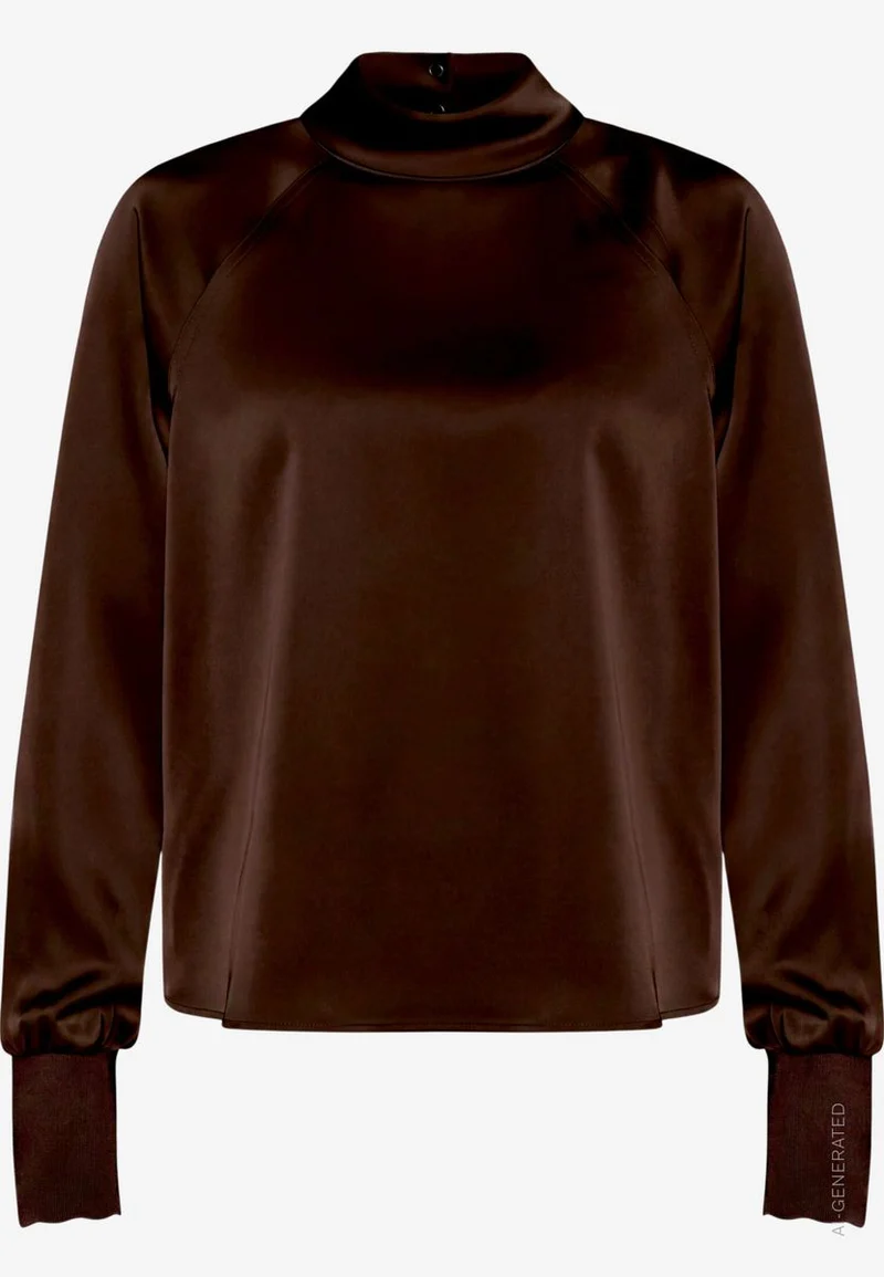 Damen Satinbluse mit Stehkragen