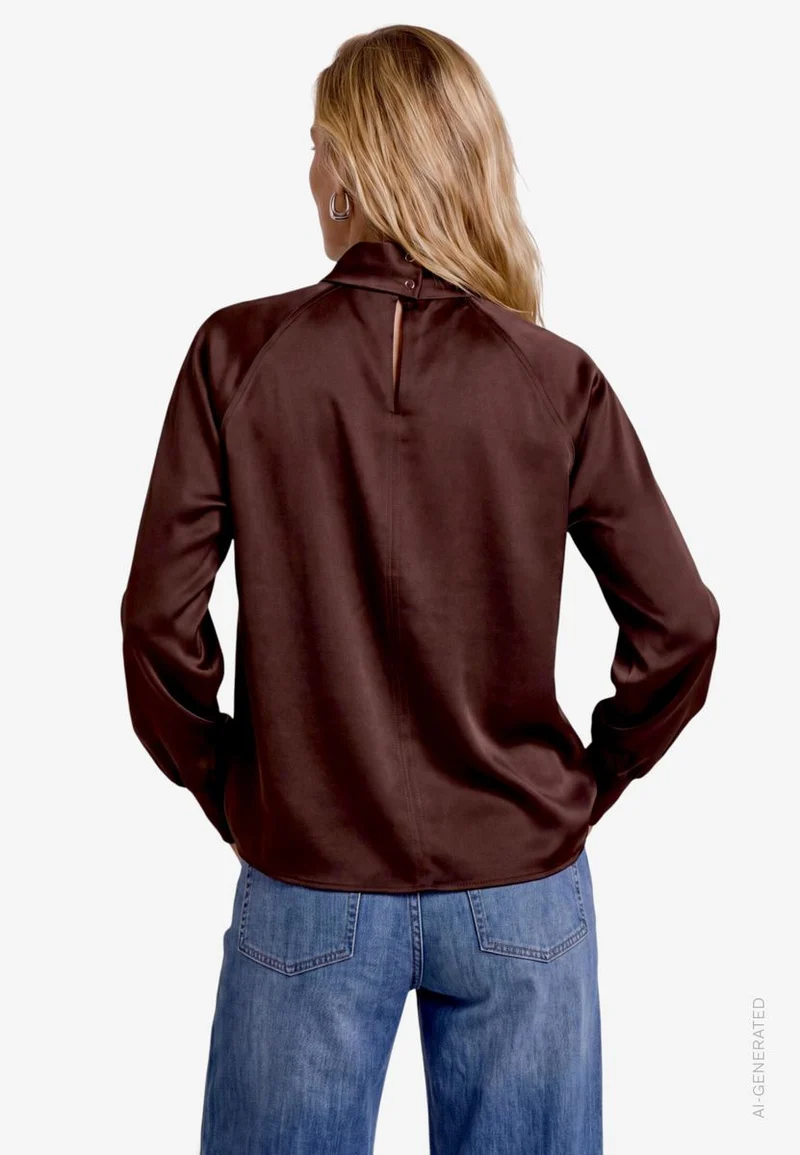 Damen Satinbluse mit Stehkragen