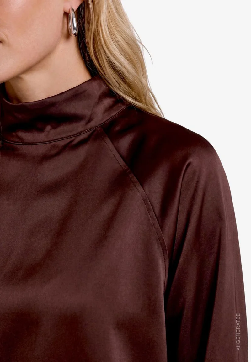 Damen Satinbluse mit Stehkragen