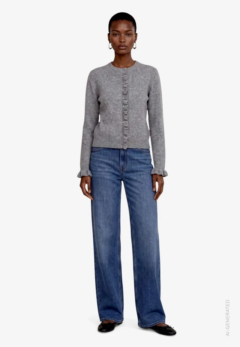 Strickjacke Damen mit Rüschen