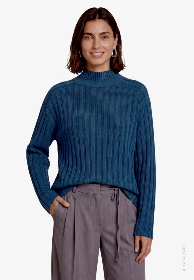 Damen Strickpullover mit Stehkragen