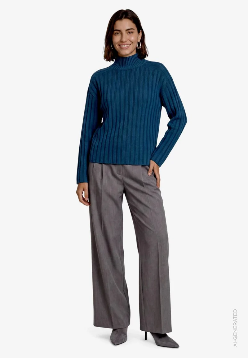 Damen Strickpullover mit Stehkragen